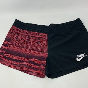 Nike Split Color Athletic Shorts Red Black Running Gym Beach Y2K Sporty Size S
